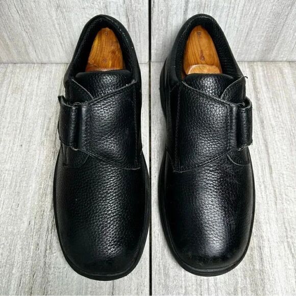 OrthoFeet Broadway 510 Velcro Hook And Look Black Leather Shoes Mens Size 8 - Picture 3 of 10